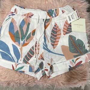 Cynthia Rowley White Leaf Print Women's Shorts